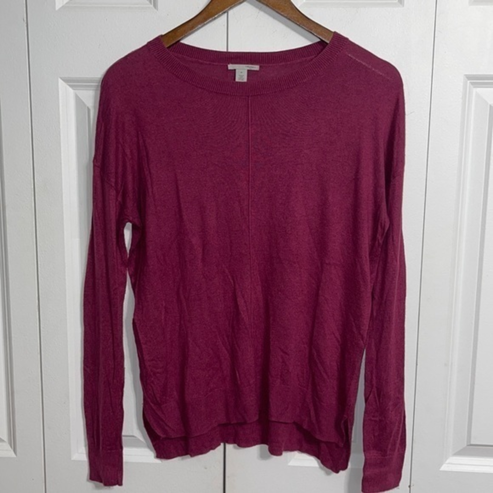 Halogen Burgundy Crew Neck Long Sleeve Lightweight Knit Sweater Women's Medium
